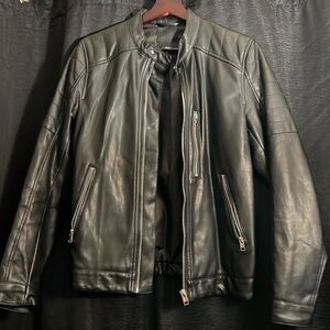 Black feux leather jacket